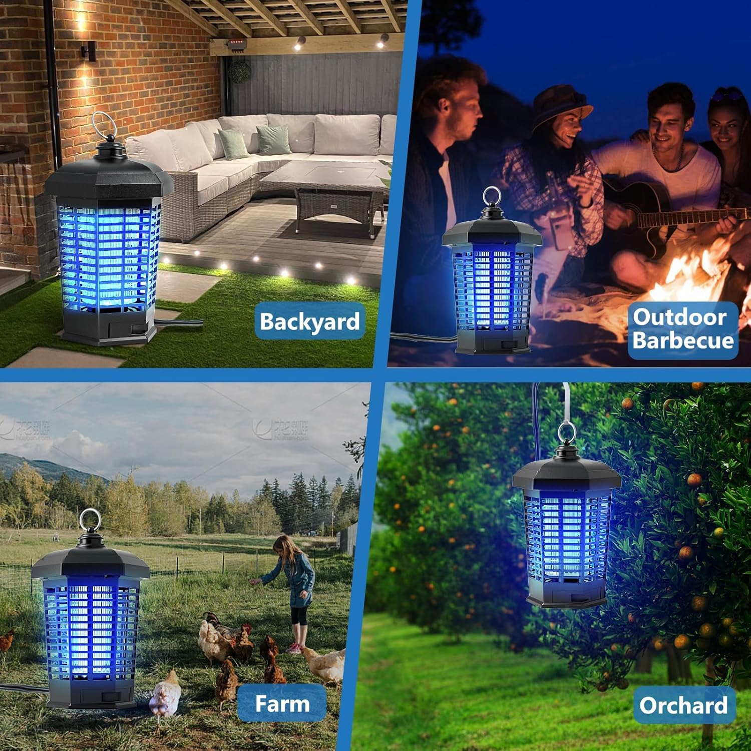Wiederaufladbarer Insektenvernichter für drinnen und draußen, Mückenzapper, elektrischer Moskito-Zapper, Insektenvernichter, elektronischer Fliegenvernichter für Hinterhof, Terrasse, Garten