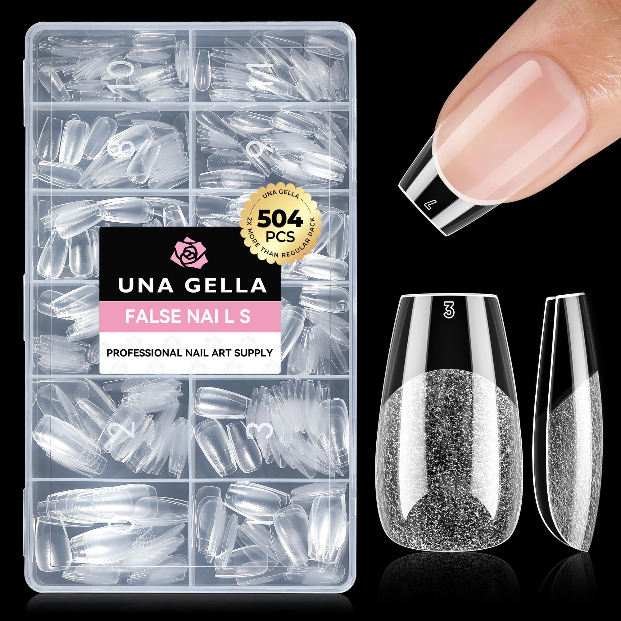 UNA GELLA Almond Nail Tips - 504PCS -18 UNA GELLA Almond Nail Tips - 504PCS -18