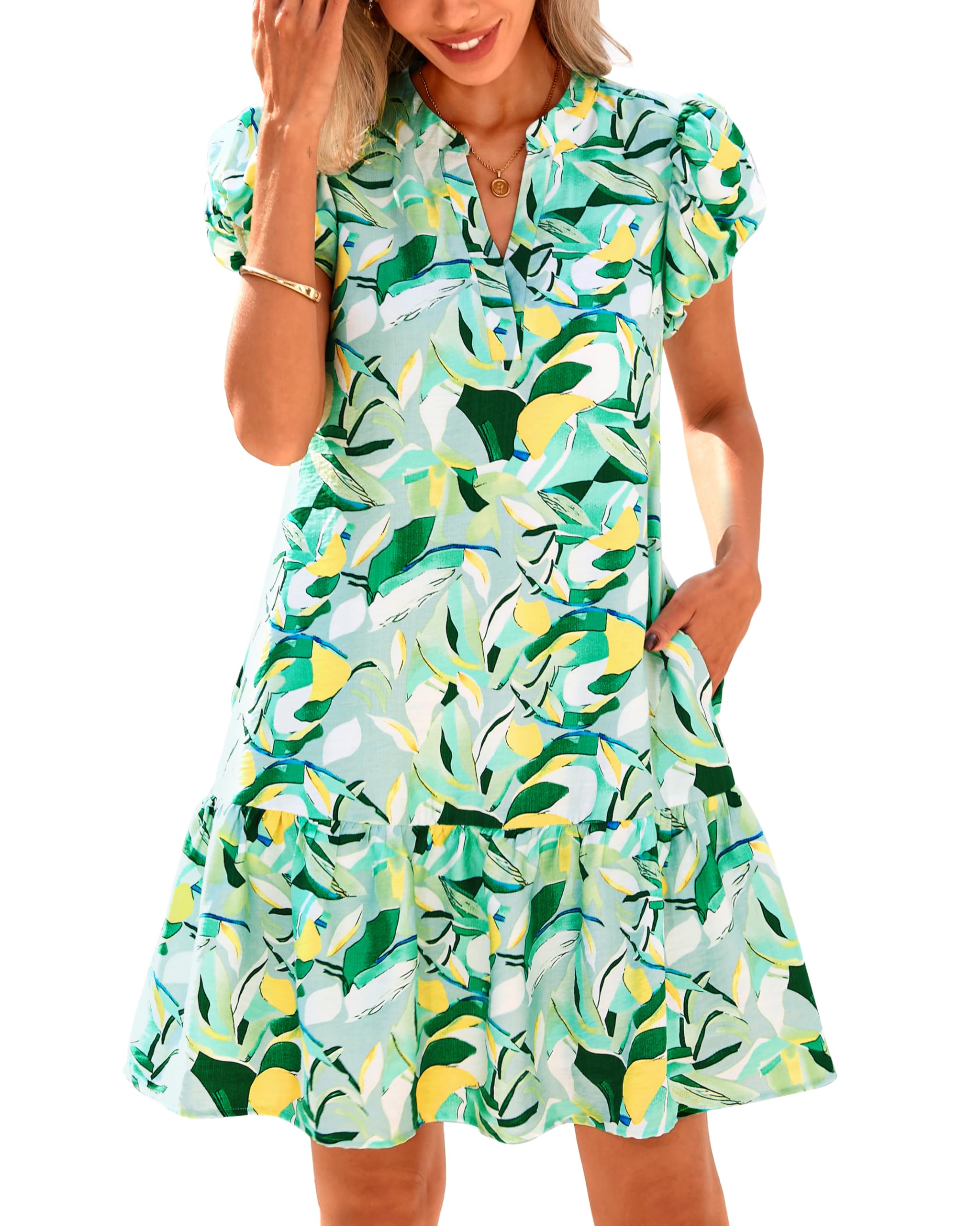 dowerme Puffy Sleeve Floral Babydoll