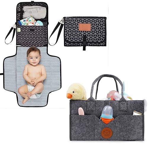 KeaBaies - Cambiador de pañales portátil y organizador de pañales para bebé, tapete cambiador plegable impermeable para bebés, organizador grande