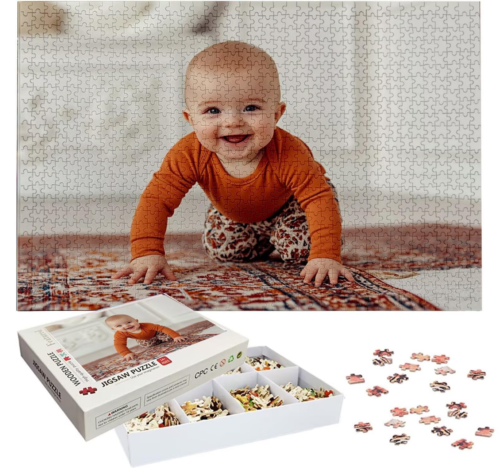 Puzzle Personalizado con Foto, Personalizada Rompecabezas Personalizado Diseña tu Logo Foto o Texto, Personalizado Navidad Halloween San Valentín Parejas Niños Familia Amigos h-3557