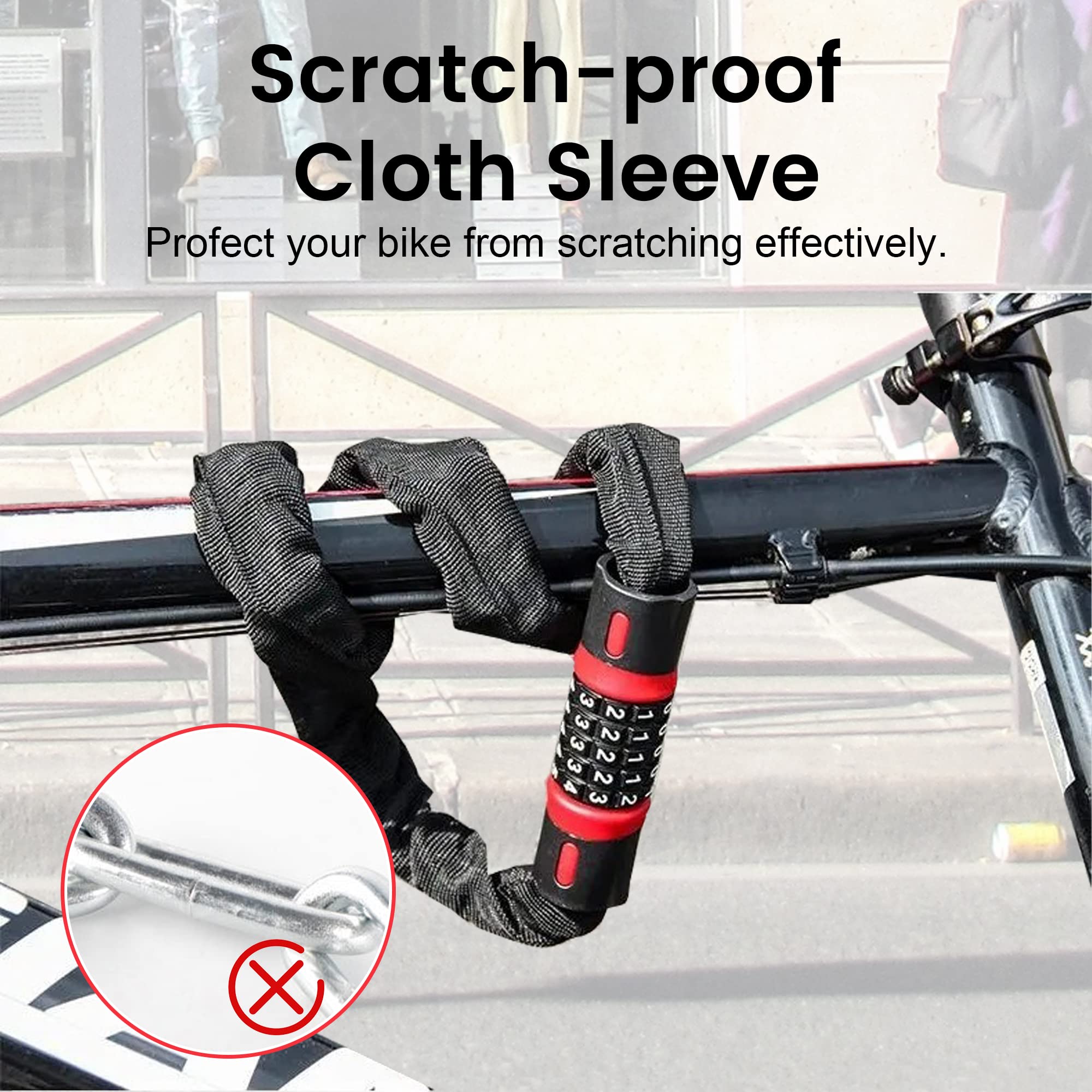 Bike Chain Lock Security Digit Resettable Combination,