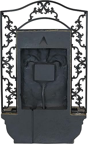 Miniatura 4 de Sunnydaze French Lily - Fuente de agua de pared Polystone de 33 pulgadas para exteriores, bomba sumergible eléctrica, acabado de piedra florentina