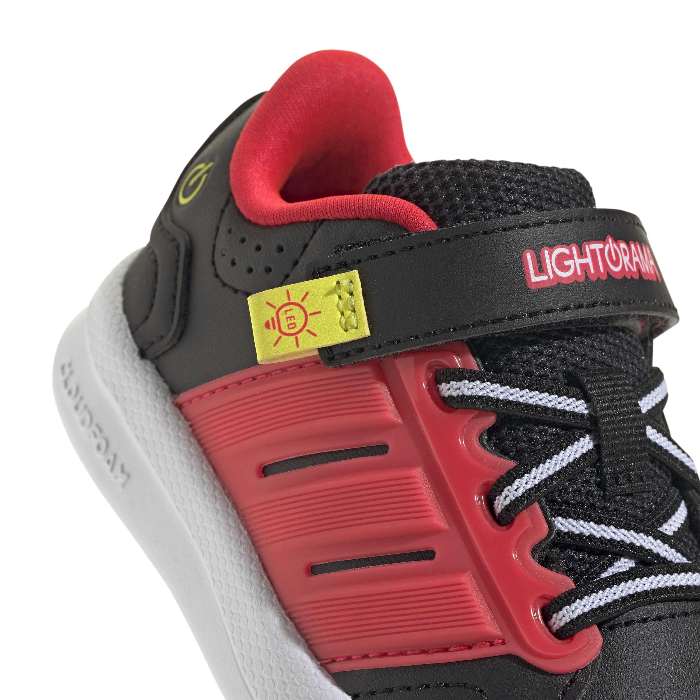 adidas Unisex - Bimbi 0-24 Lightorama Court Infants Shoes, Core Black/Lucid Red/Solar Lemon, 24 EU