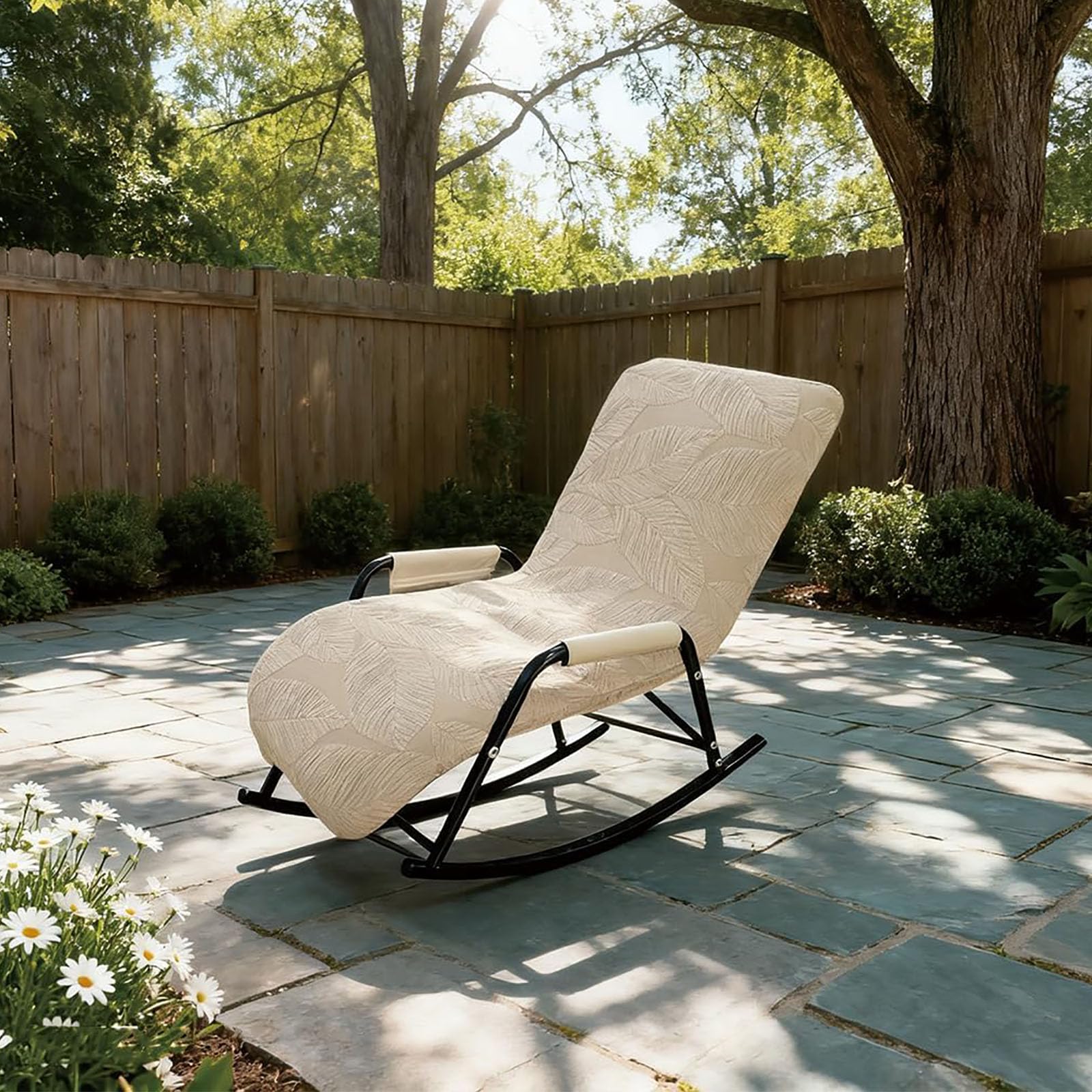 Funda para Mecedora de Exterior con Respaldo Alto Funda Sólida para Cojín de Tumbona para Muebles de Exterior Patio y Silla Funda Cubre Sillón