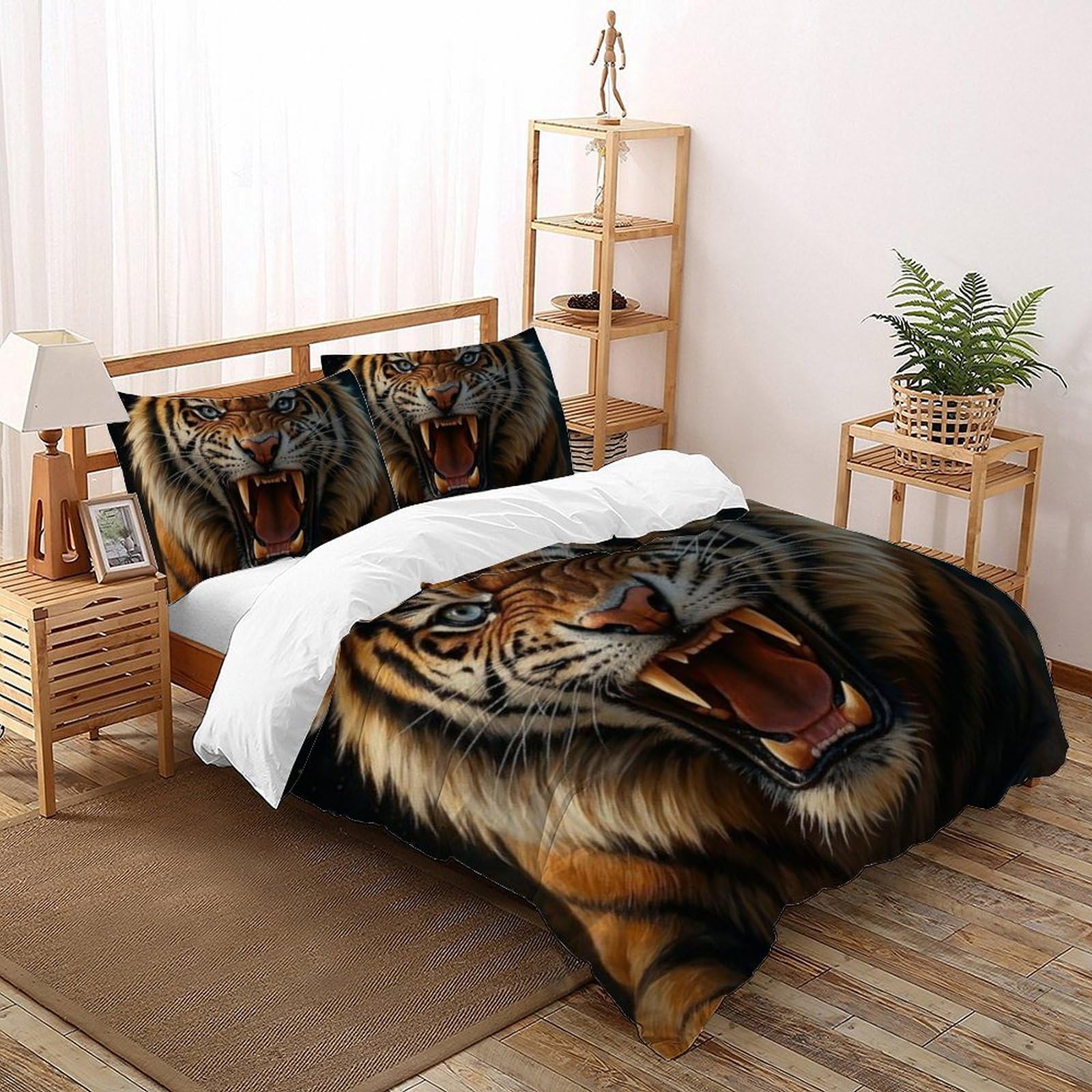 Housse de couette lion féroce parure de lit inspirante pour des nuits pleines de force