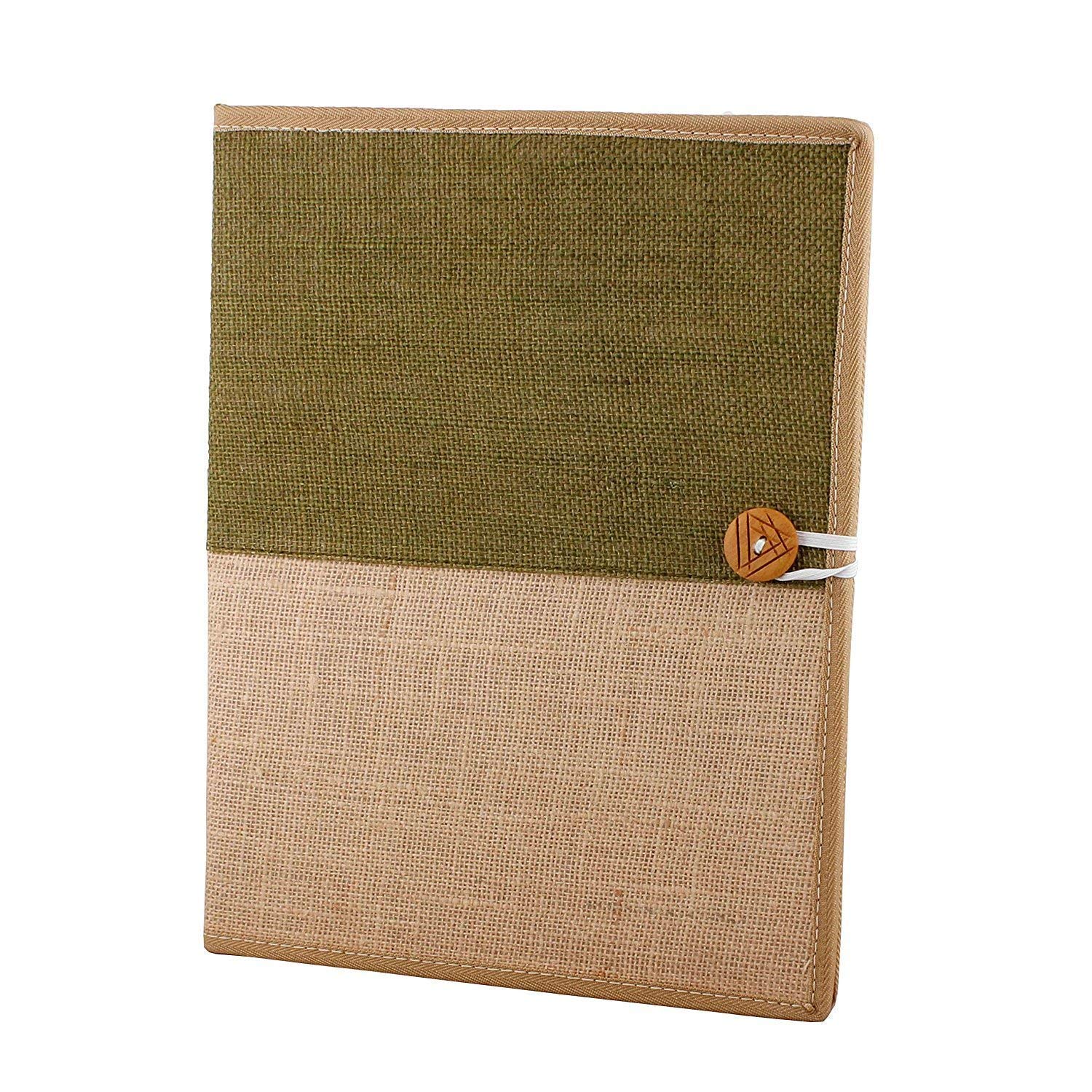 MYRA Jute Conference File Folder Made of Jute Best for Holding Documents, Important Paper for Conference, Presentation, Handling (Size: FS | Color: Beige and Green)