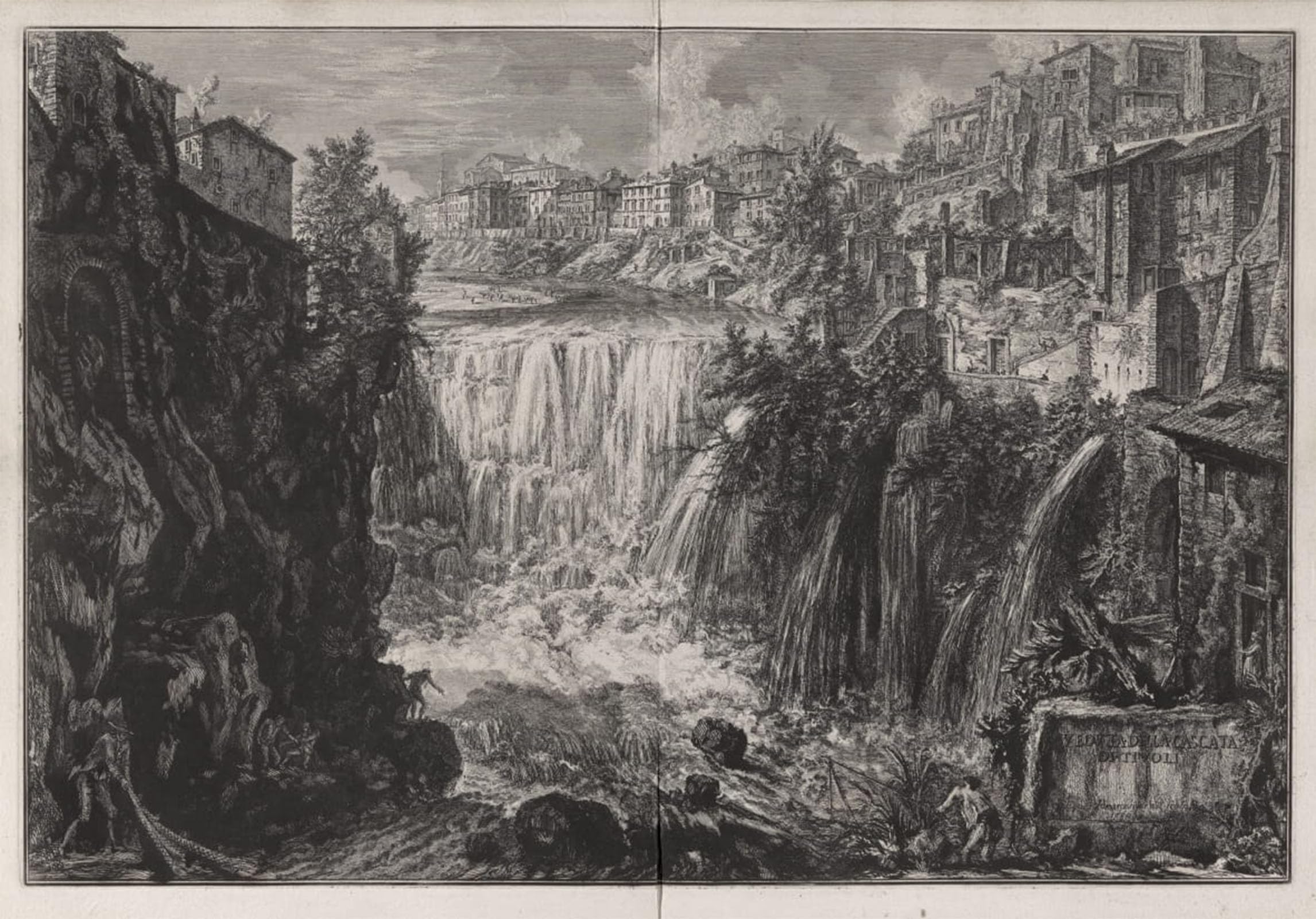 POSTERIIk Famous Modern Artwork Art Mural Vedutaa Cascata Di Tivoli by Battista Piranesi Oil Paintings Pictures for Home Decor 60x90cm