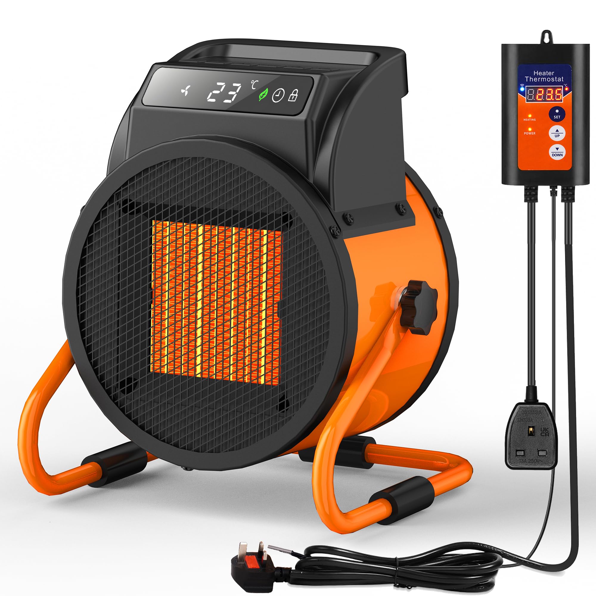 AAOBOSI 2000W WiFi Greenhouse Heater with External Sensor & Thermostat
