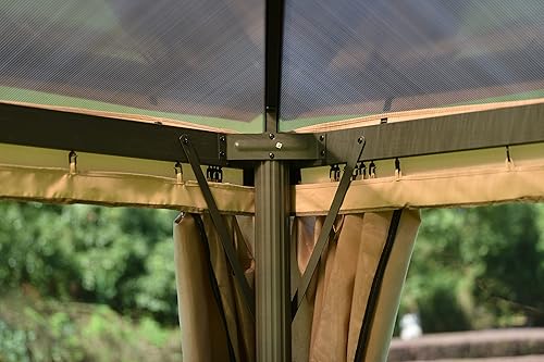 Miniatura 5 de Merax Gazebo Paito de aluminio para exteriores de 13 pies de ancho x 9.8 pies de profundidad con techo de policarbonato