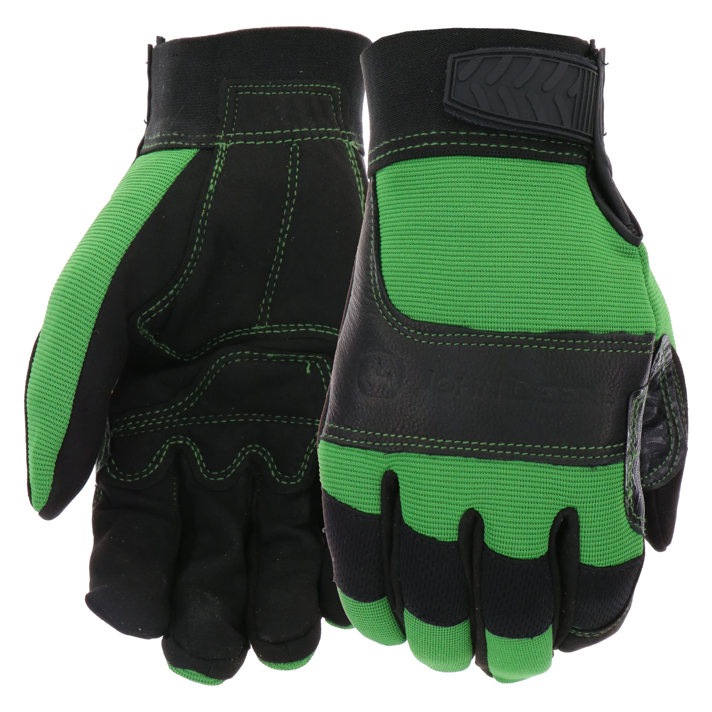 John Deere JD00010G Hi-Dexterity Gloves - X-Large, All Purpose Synthetic Leather, Spandex Back, Hook and Loop Wrist, Wing Thumb Style