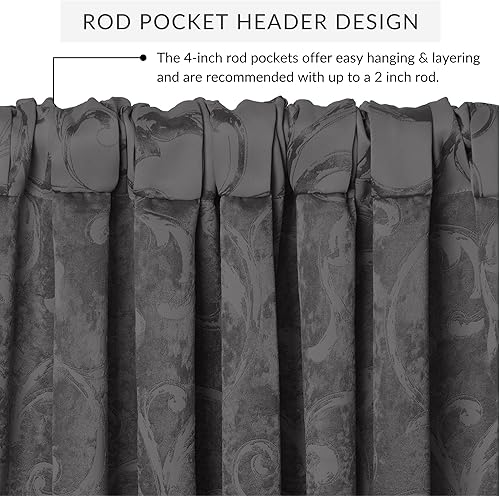 Miniatura 3 de Elrene Home Fashions cenefa de ventana de Damasco con borlas, 52 pulgadas de ancho x 19 pulgadas de largo, azul (1 cenefa)