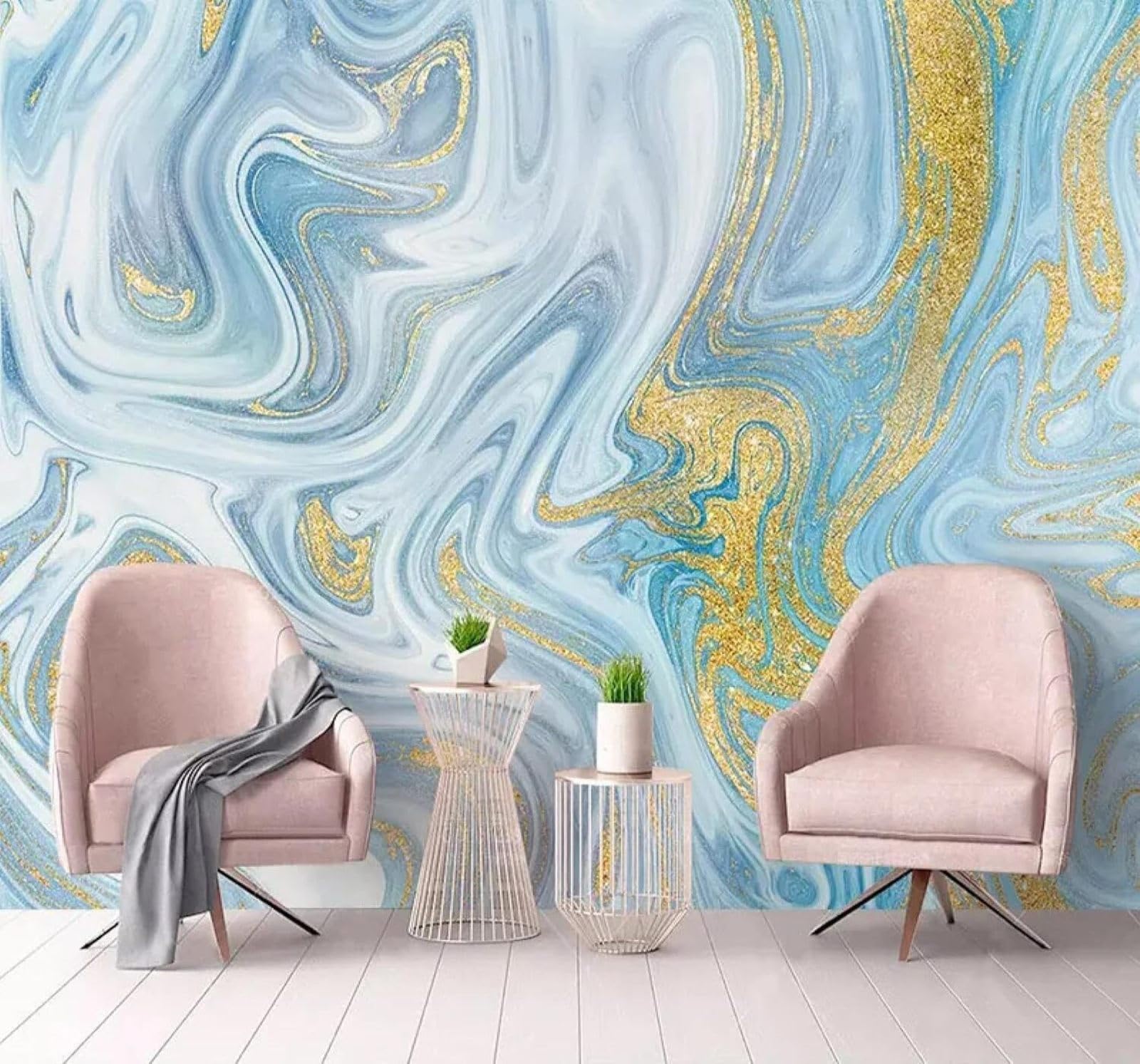 Xlming 200Cm×140Cm(B×H) Relief Luxury Blue Texture Faux Marble 3D Wallpaper Luxury Silk Study Dining Feature Sofa Grey Bedroom Living Room Tv Decorative Wall-200Cm×140Cm