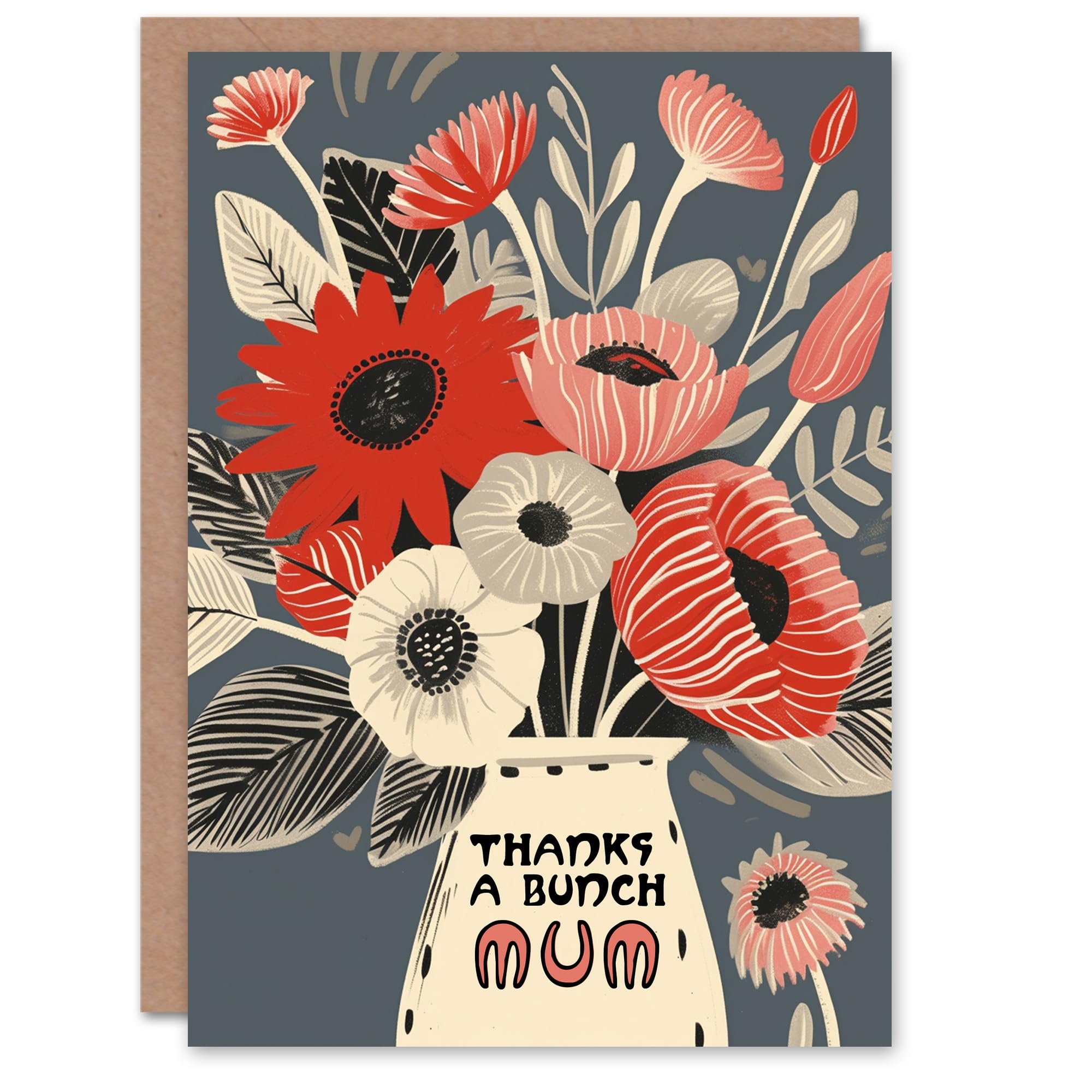Artery8 Mother's Day Greeting Card Vase Flowers Thanks a Bunch For Mum