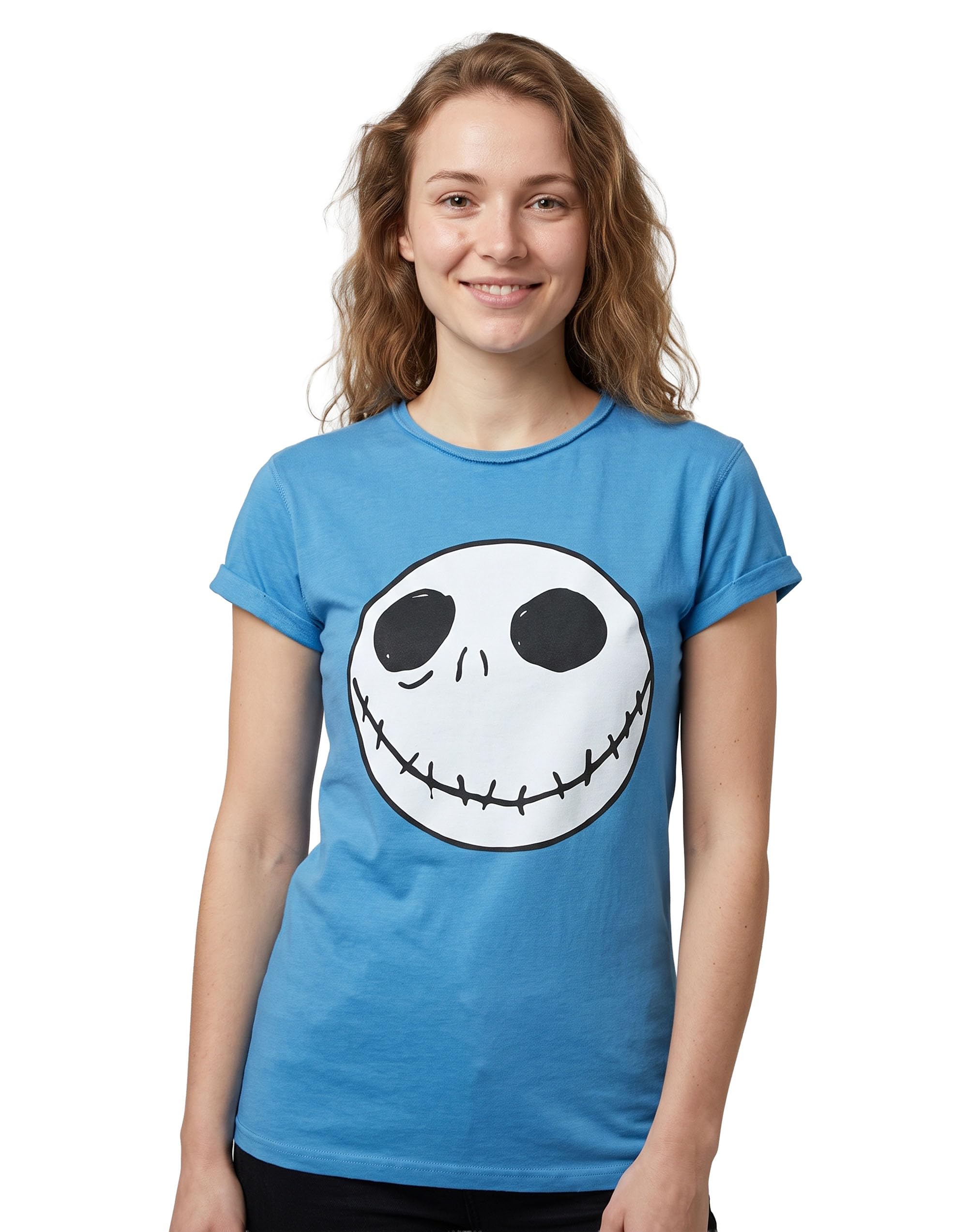 Disney Women's Blue Nightmare Before Christmas Jack Reverse Seam T-Shirt