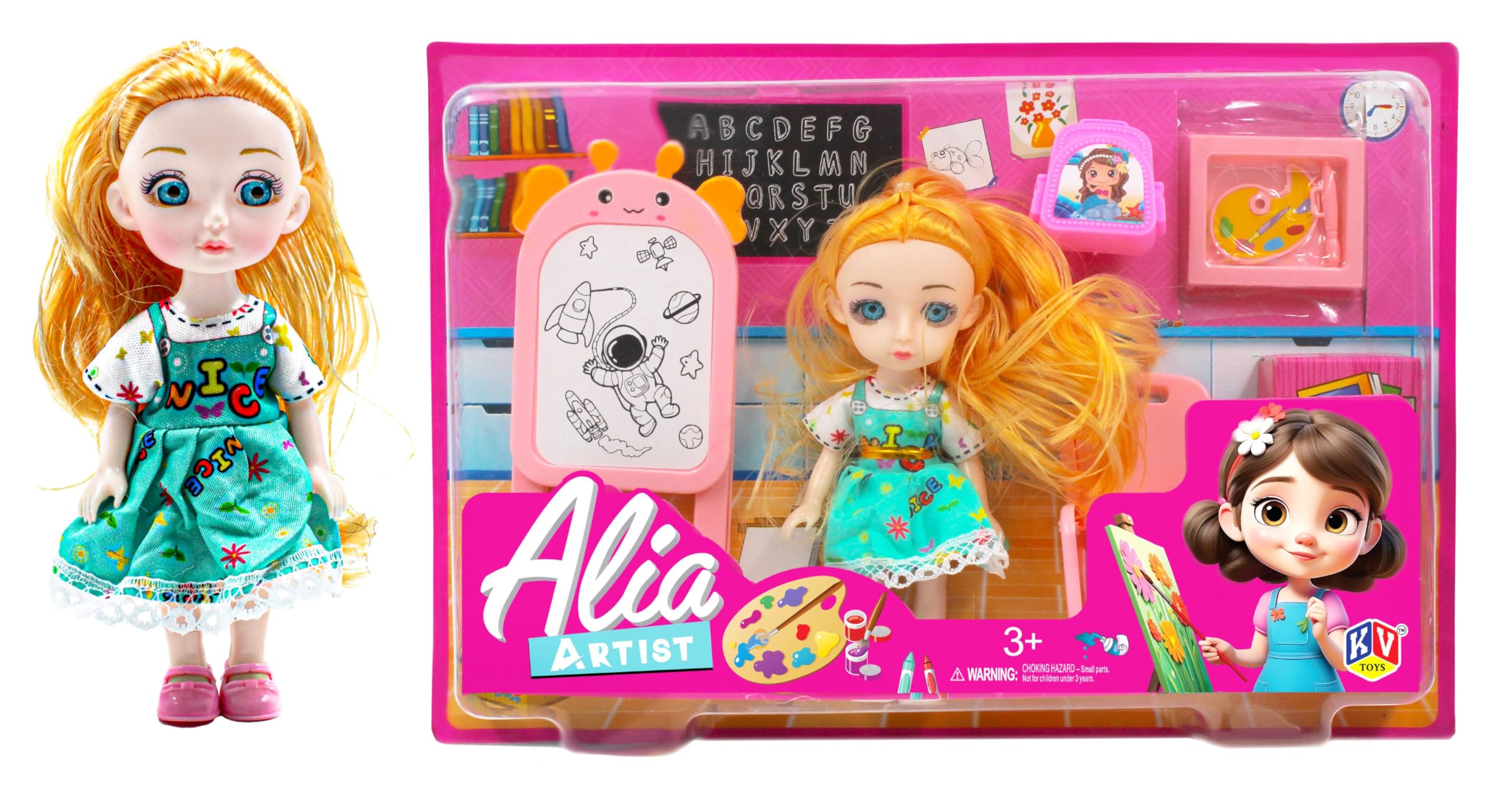 K. V. TOYS Alia Artist Doll Set with Artist Theme | Pretend Roleplay with Canvas, Painting Tools, Bag and Other Accessories | Suitable for 3+ Years (B0D8BFDJ1G) Amazon Price History, Amazon Price Tracker