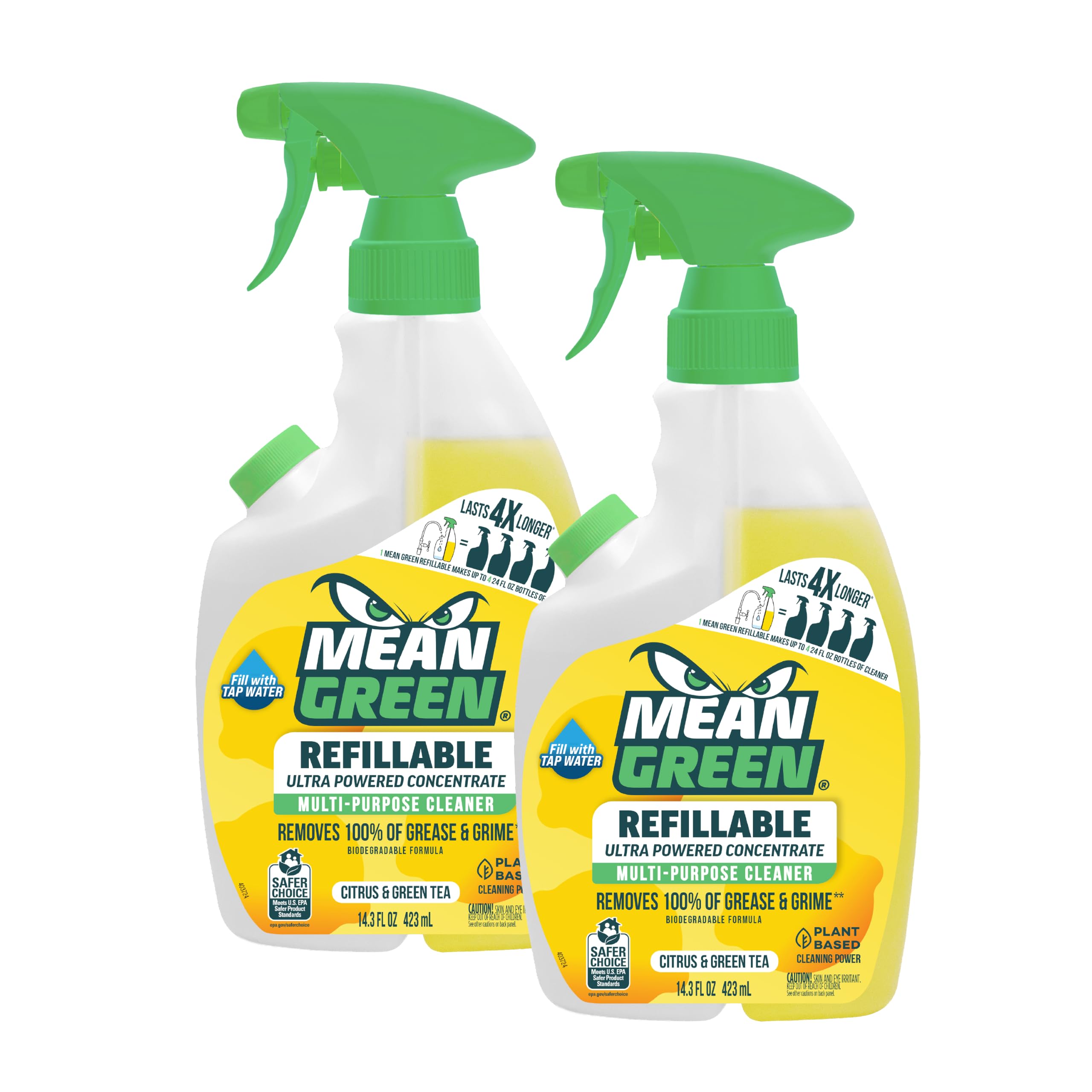 Mean Green Multi-Purpose Cleaner Concentrate, Citrus Green Tea, 2 Pack