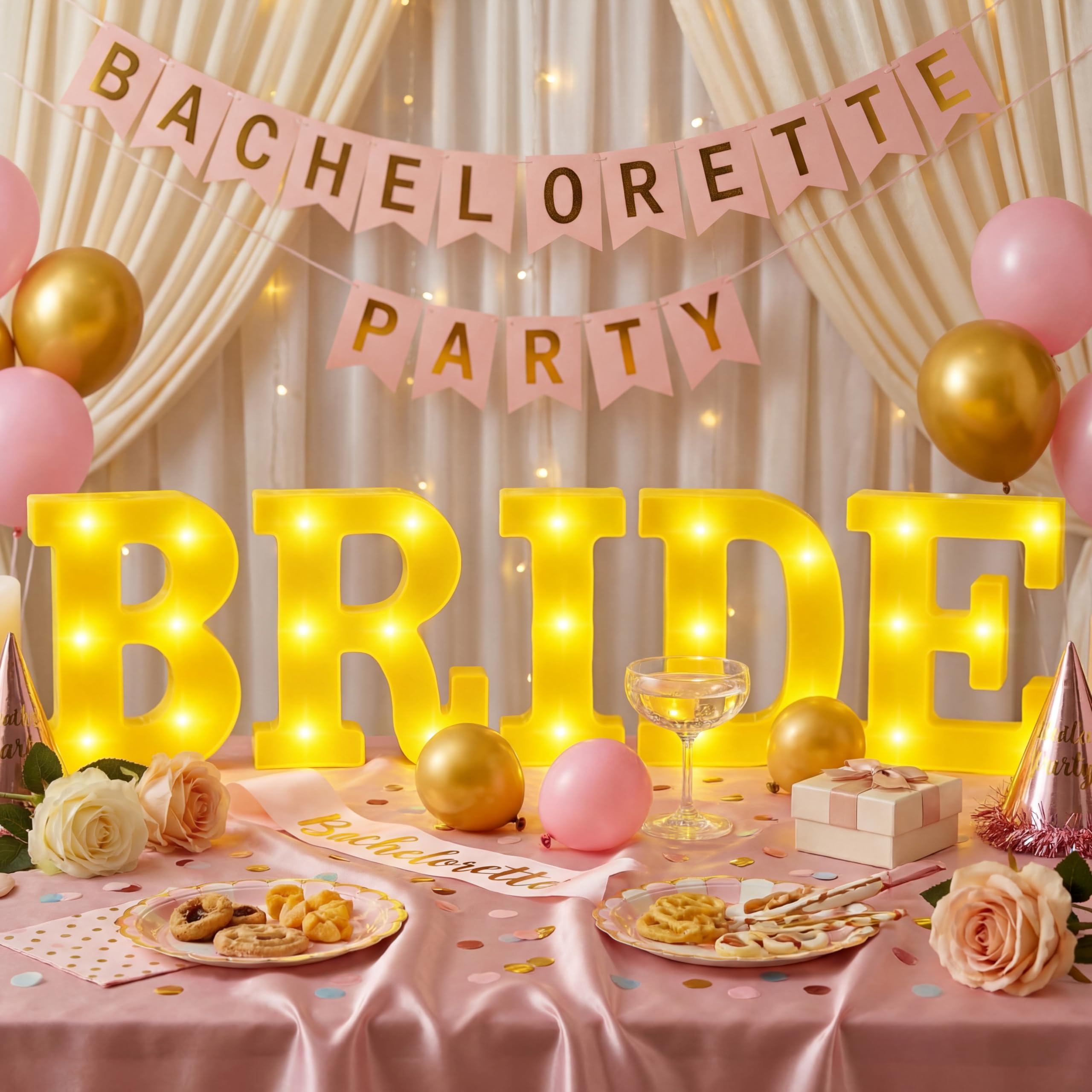Aurelema 5 Pcs Bride LED Letter Lights Sign Decorations Battery Powered
