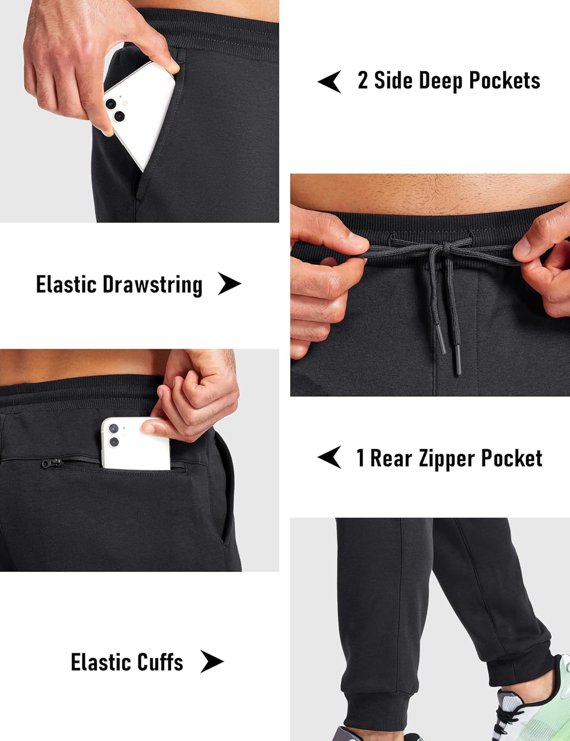 MAGCOMSEN Men's Fleece Joggers Winter Thermal Warm Pants Thicken Fleece Lined Athletic Casual Sweatpants with 3 Pockets - Image 6