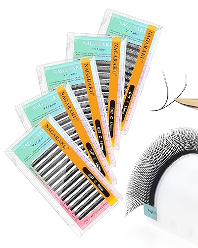 Miniatura 205 de NAGARAKU YY Extensiones de Pestañas de Alta Capacidad 54 Filas 0.07 D Rizado 7-15mm Longitud Mixta Suministros Y Pestaña 4D Volumen Ruso Cruzado YY