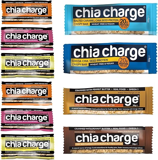 CHIA CHARGE Energy & Vegan Protein Bars Healthy Snack Bar Best