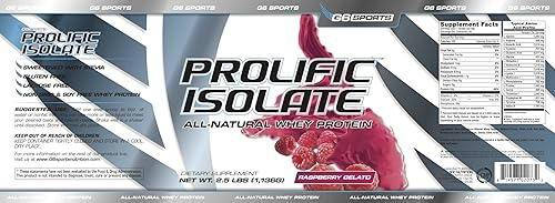 Miniatura 4 de G6 Sports Nutrition Prolific Aislado de proteína de suero totalmente natural (sin gluten, sin lactosa, sin soja, endulzado con stevia, 0.88 oz de