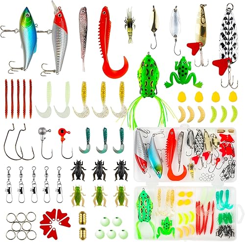 Señuelos de pesca para lubina, trucha, salmón, equipo de pesca incluyendo anzuelos de pesca, accesorios de pesca para agua dulce o salada, kit de