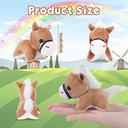 Miniatura 3 de Hungdao 36 piezas de animales de peluche de caballo a granel de 3.15 pulgadas, recuerdos de fiesta de caballos de ganado realistas, animales de