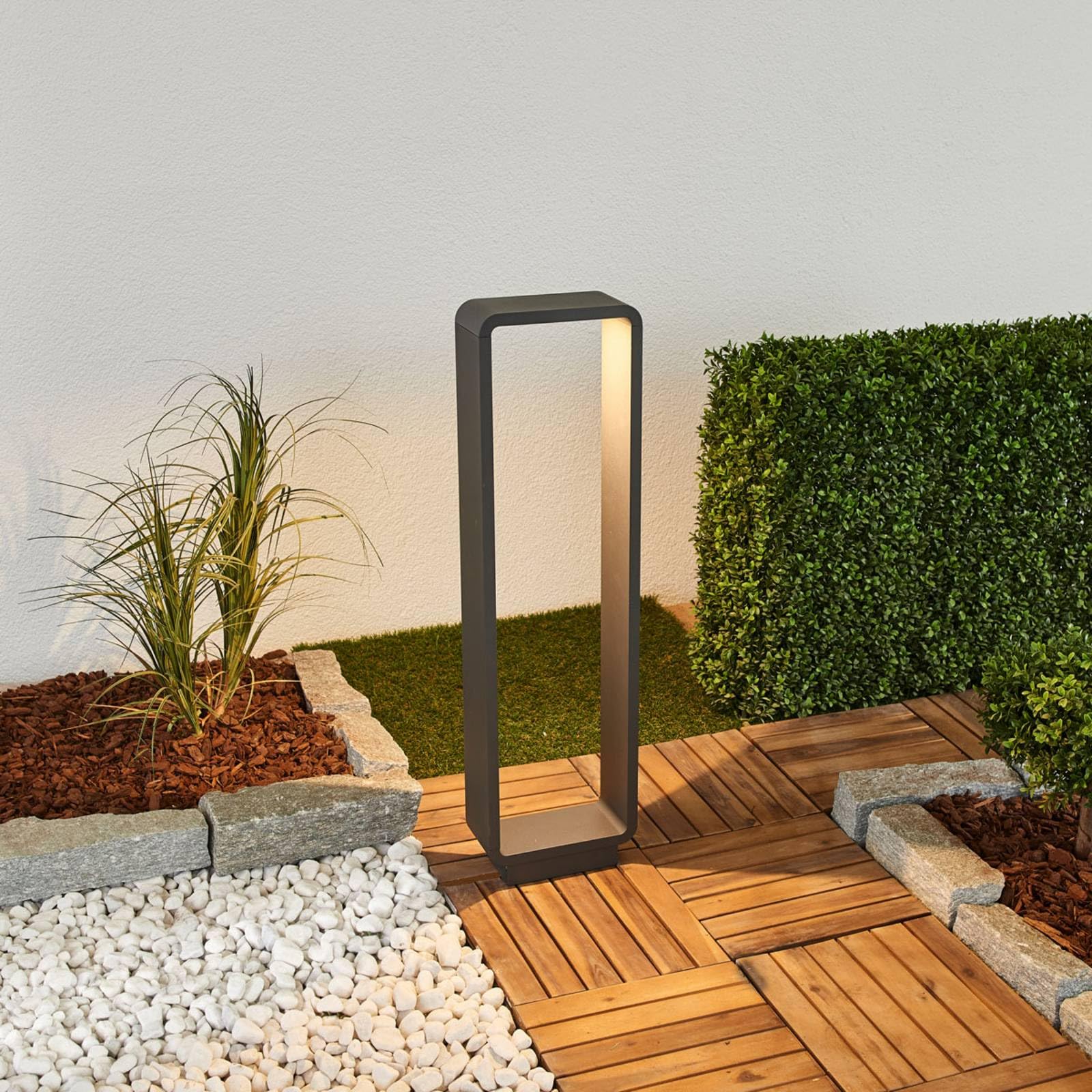 Lucande Lampada LED da esterni (Moderno) colore Nero, in Alluminio lampadina inclusa lampioncino paletto luminoso lampada viale lampione