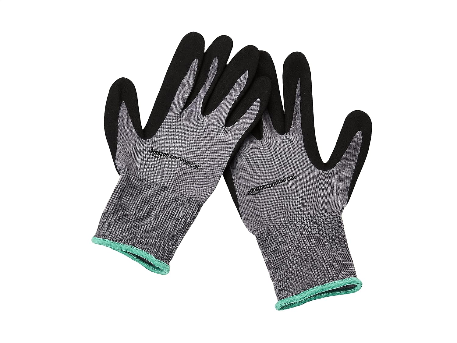 AmazonCommercial 13G Nylon & Nitrile Gloves (Grey/Black), Size M, 12 pairs