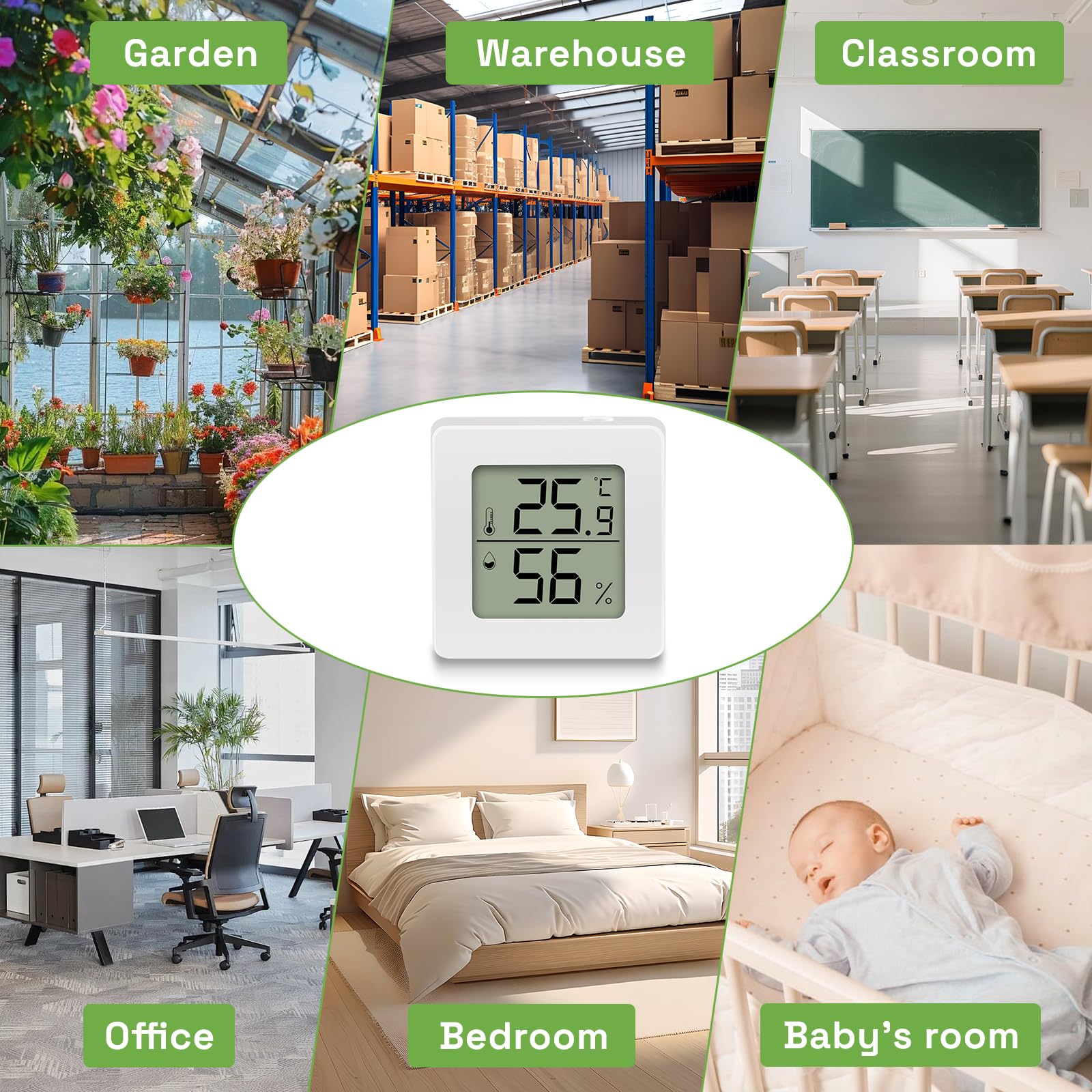 elzle 2 Pezzi Igrometro Termometro Digitale LCD, Mini Igrometro Termometro Ambiente con Livello di Comfort, Monitor di Temperatura e umidità, Igrometro Interno per Serre, Casa e Ufficio
