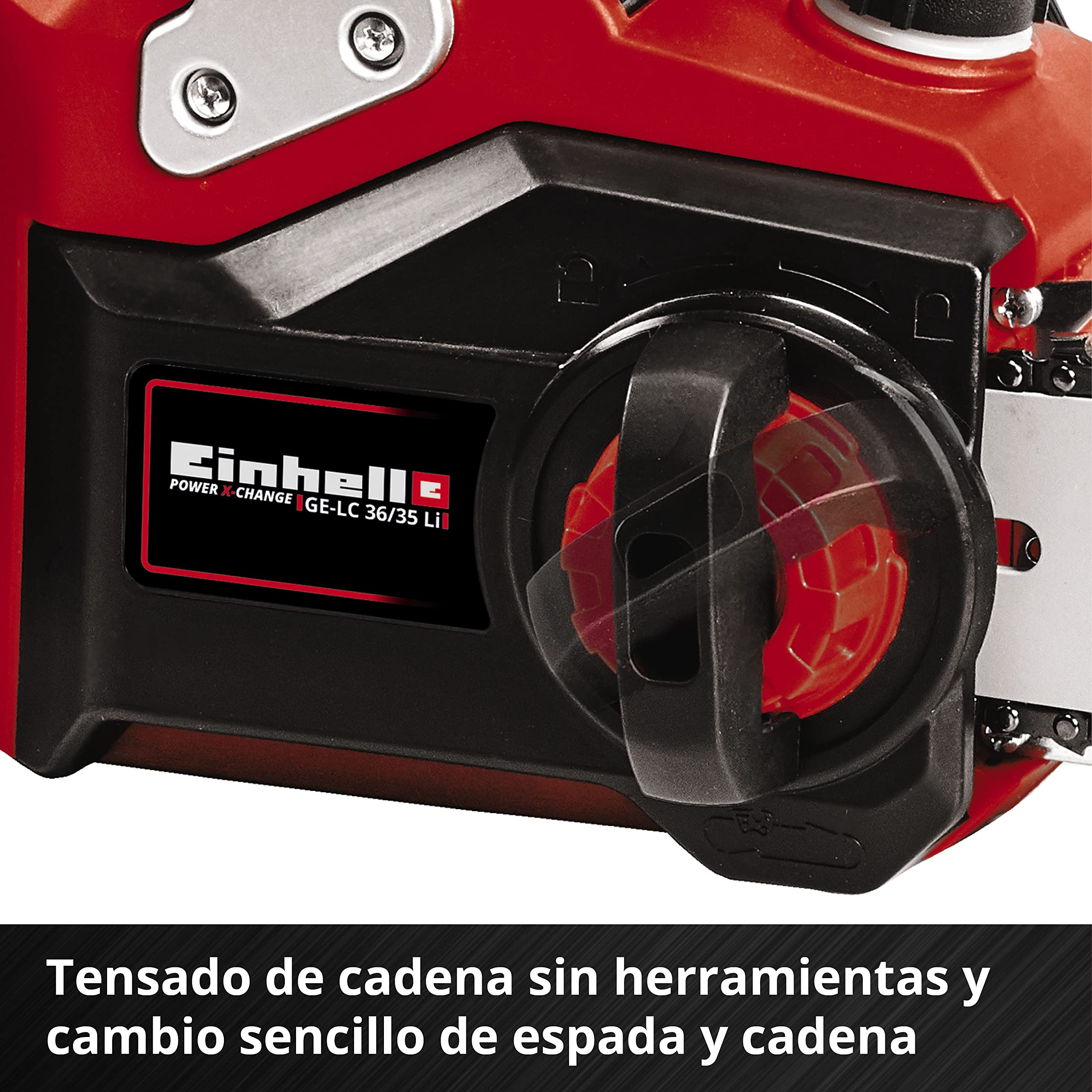 Einhell Motosierra sin cable GE-LC 36/35 Li-Solo Power X-Change (Li-Ion, 36 V, 33 cm de longitud de corte, 15 m/s de velocidad de corte, motor eléctrico sin escobillas, sin batería ni cargador)