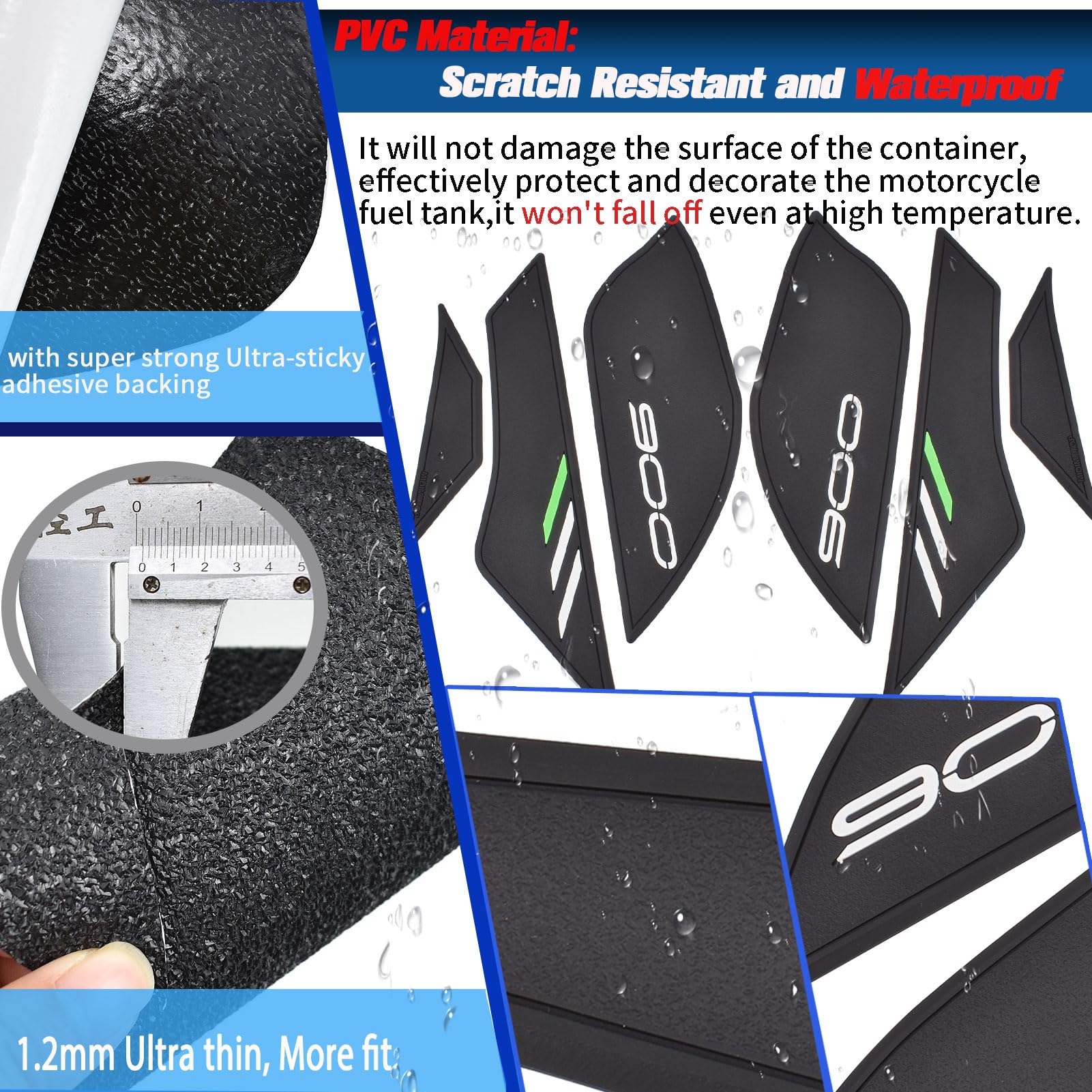 Motorrad-Tankpad rutschfeste Tankschutzaufkleber Gummischutzpads passend für Ka&wa&sa&ki Z900 Z 900 und Z-900 2025