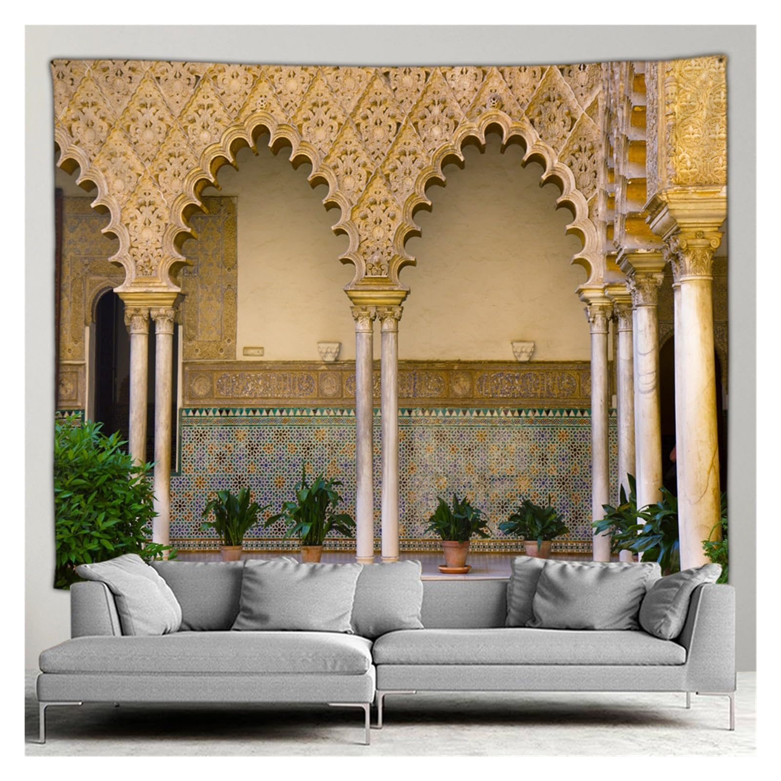 Wenyog Gt-497Sd Tapestry Wall Hanging Tapestry Wall Hanging Moroccan Architectural Tapestry Retro Islamic Geometric Pattern Wall Decor Mural For Bedroom, Living Room, Dorm For Bedroom Livingroom Dormitory(,W2