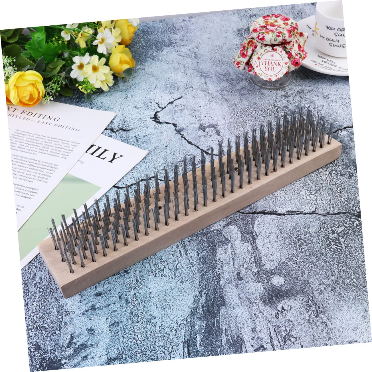 FOMIYES Wire Cleaning Brush for Patio Garden Road Derusting Moss Removal 30cm Brush