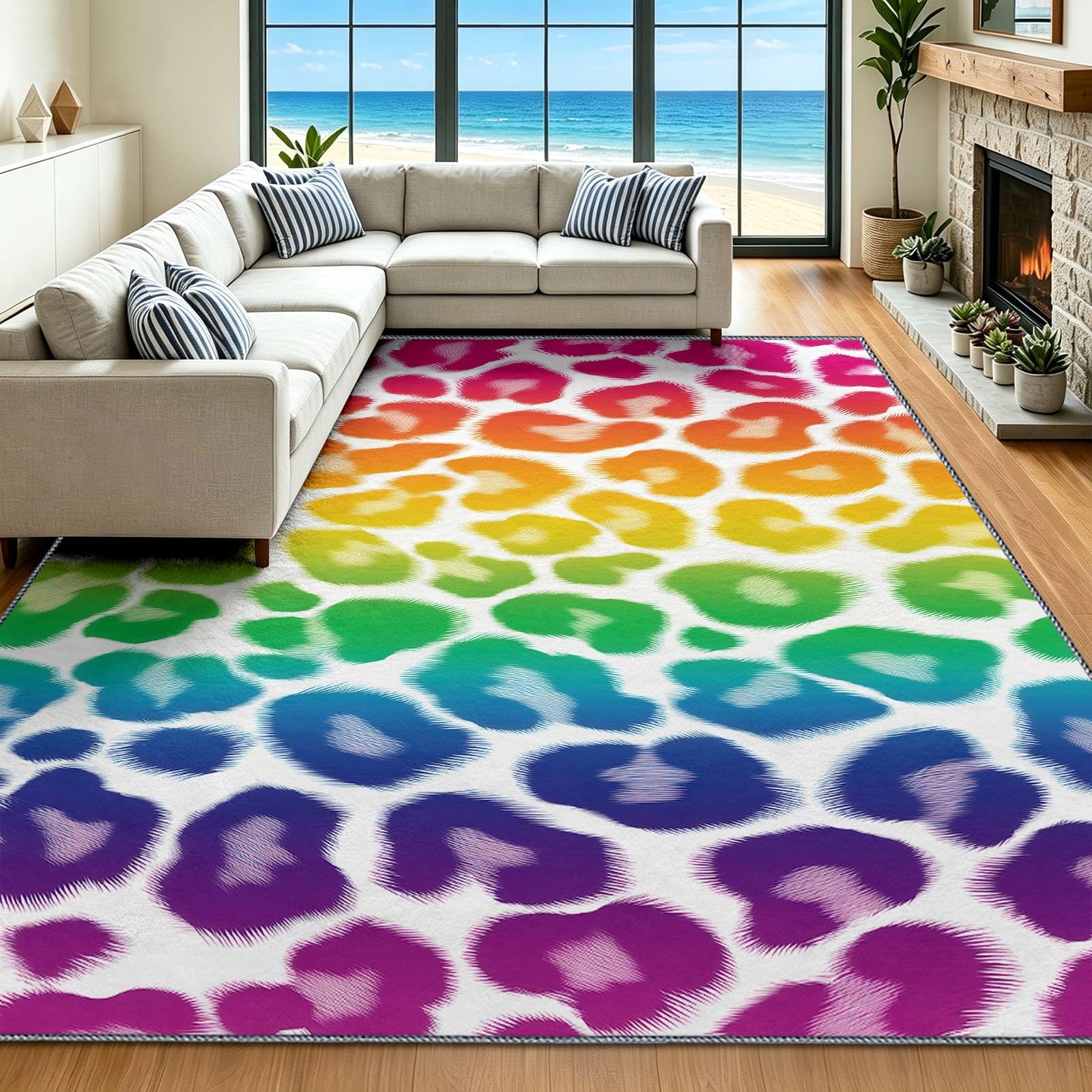 Alfombra de leopardo lavable 160x230 cm para eliminar manchas de salón