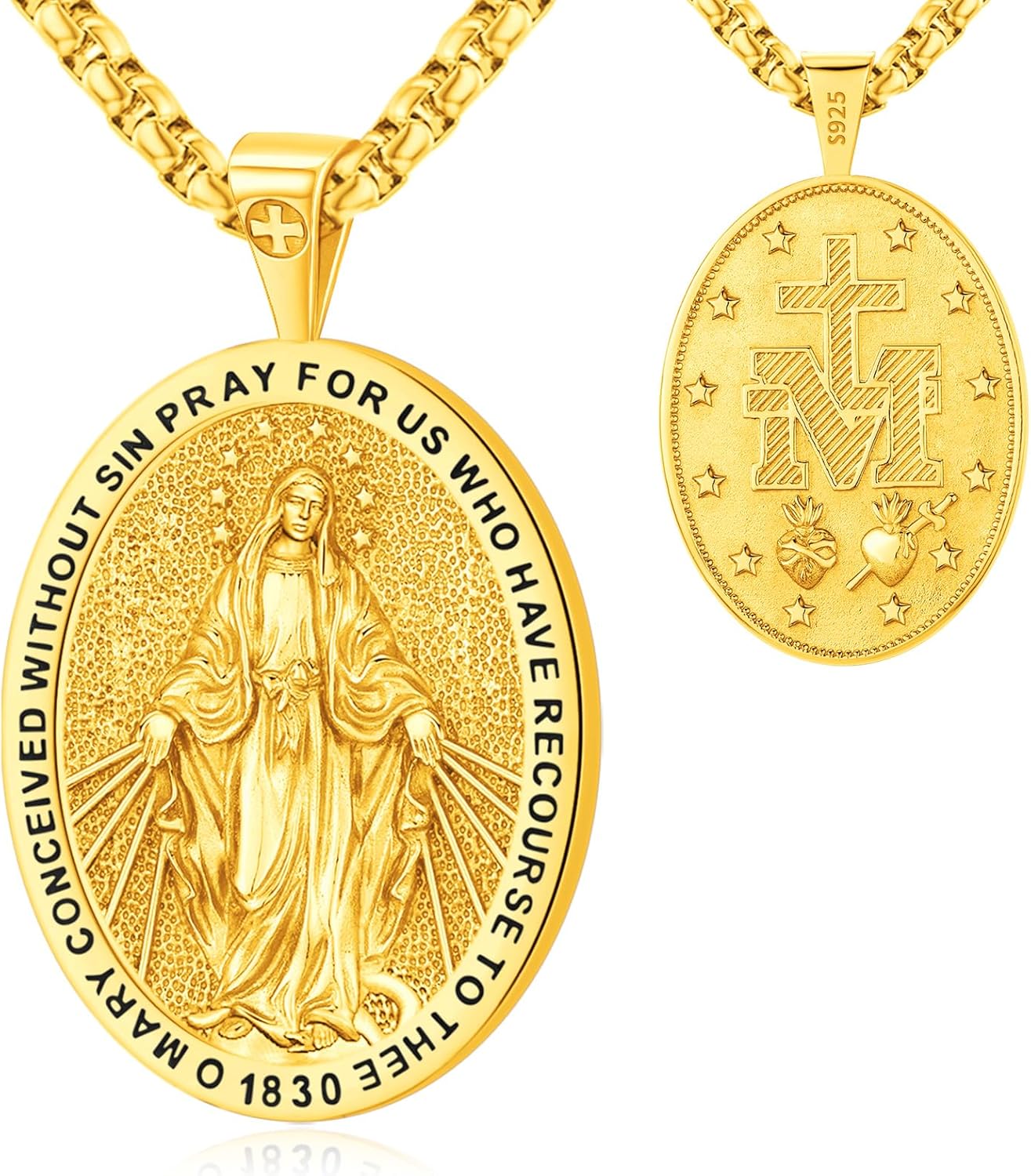 Eusense Saint Necklace Sterling Silver 925 Protection Jewelry for Men Women Patron St Medals Amulet Pendant