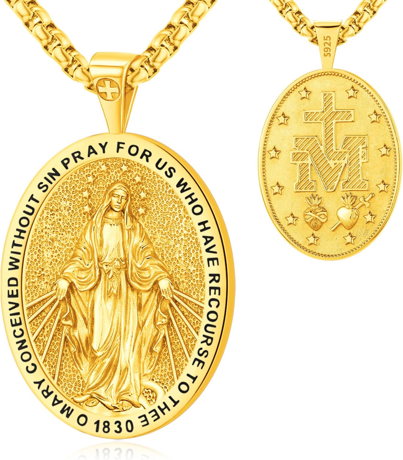 Saint Necklace Sterling Silver 925 Protection Jewelry for Men Women Patron St Medals Amulet Pendant