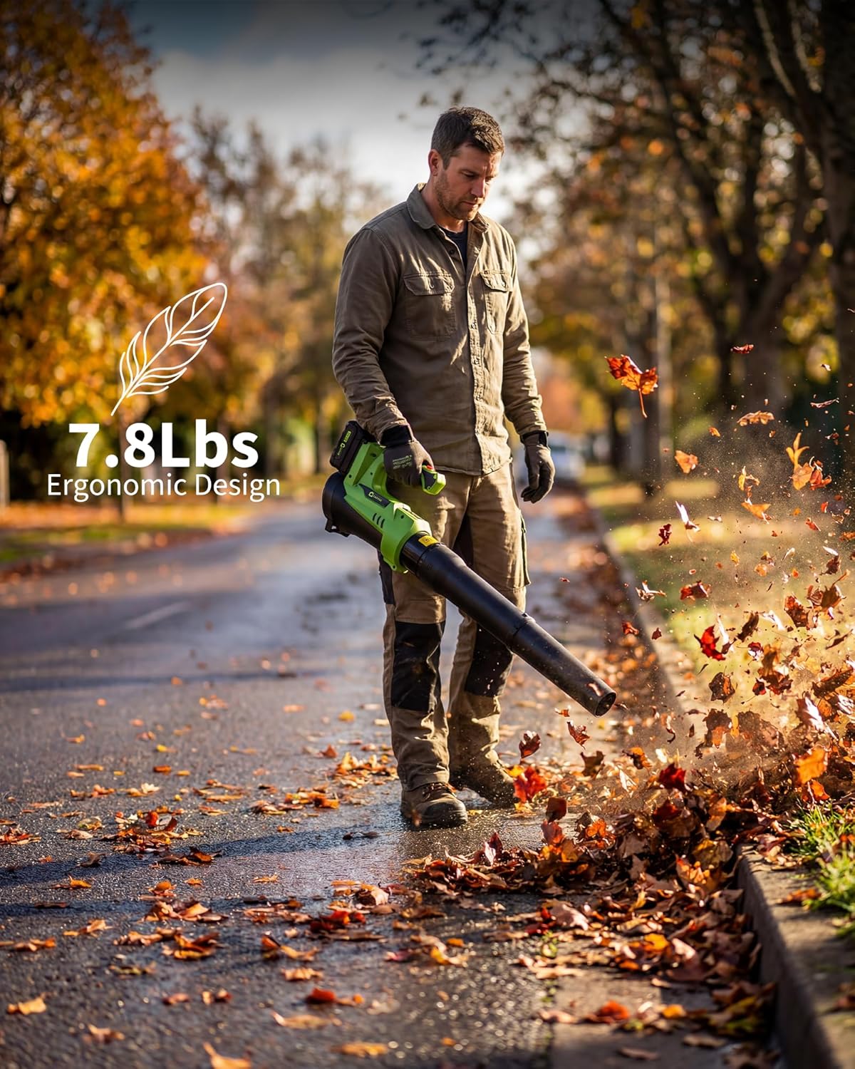 Cordless Leaf Blower, 6-Variable Speed, 550CFM & 130MPH, Electric Leaf Blower with 2 x 2Ah Battery & Charger, Battery Powered Leaf Blowers for Lawn Care, Yard, Garden, Driveway, Sidewalk, Patio