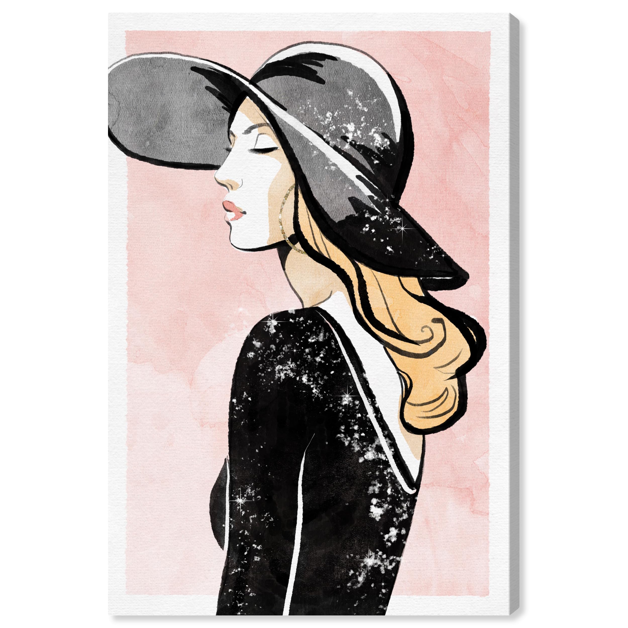 Wynwood StudioFashion and Glam Contemporary Canvas Art - Woman of Prestige, Wall Art for Living Room, Bedroom, and Bathroom, 20 in x 30, Pink and Black Home Decor