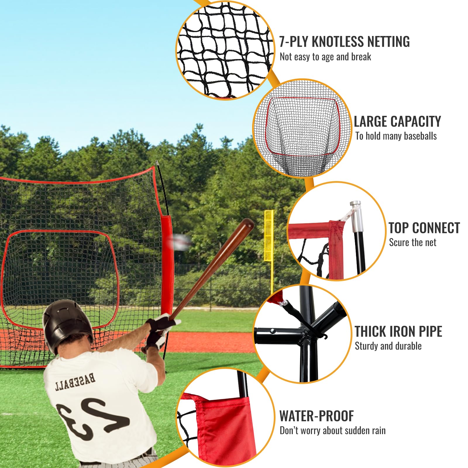 Filet de Frappe d'entraînement pour Baseball et Softball avec Zone de Frappe, Tee, Portable