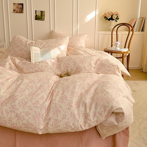 Miniatura 172 de 3 piezas de juego de funda de edredón tamaño individual XL, funda de edredón blanca con estampado floral azul, ropa de cama coquette de algodón