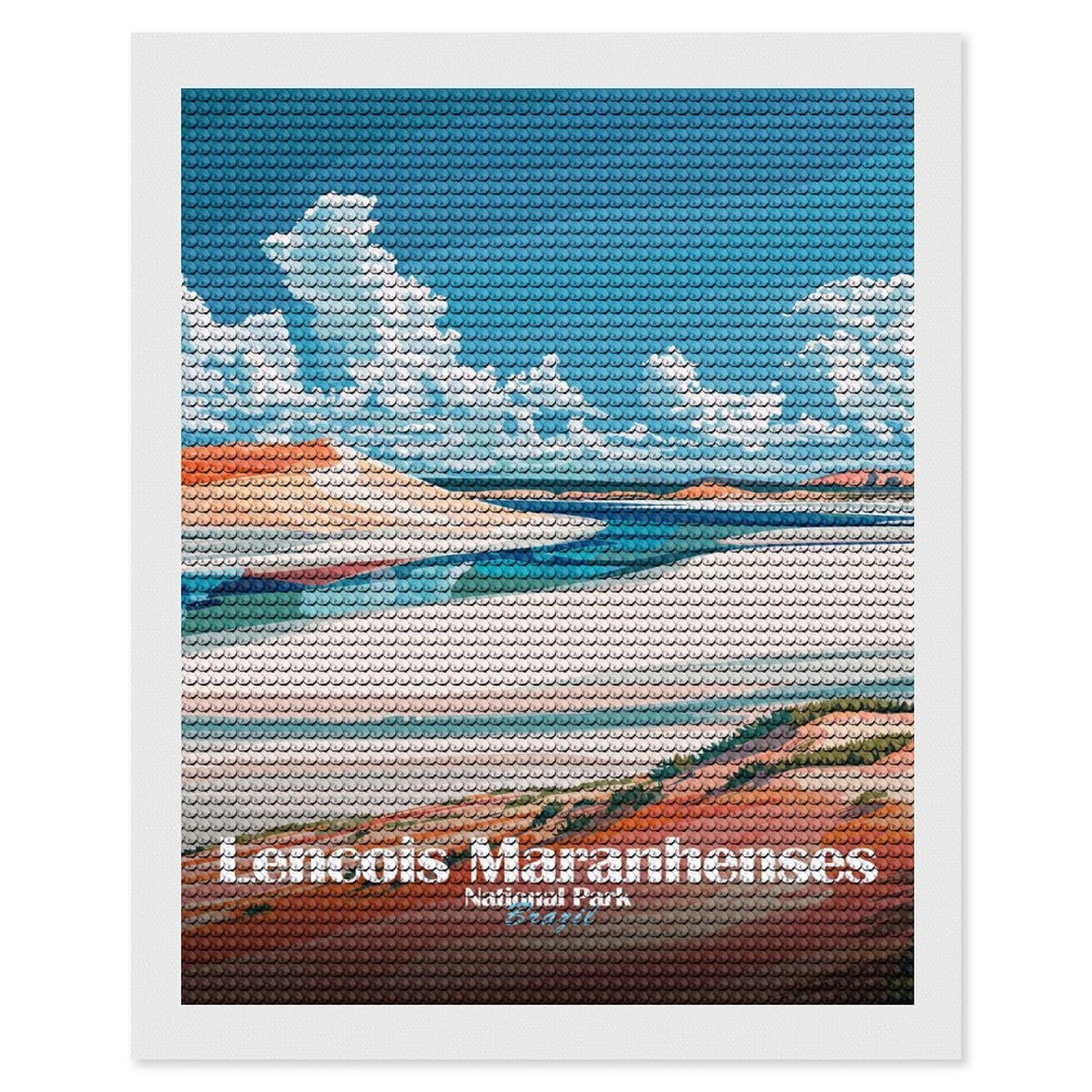 Junmoney Lencois Maranhenses National Park Brazil Full Drill Diamond Painting Kit 16"x20", for Teens, Calming Craft to Unwind, Home Wall Decor, Christmas Gift
