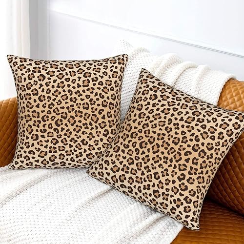 Miniatura 5 de Juego de 2 fundas de almohada con estampado de leopardo, fundas de almohada decorativas con textura de piel de animal, fundas de cojín suaves para
