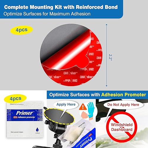 Miniatura 2 de Almohadillas adhesivas de doble cara para montaje de cámara de salpicadero, fabricadas con 3M VHB, paquete de 4 cintas adhesivas redondas