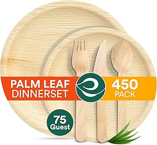 ECO SOUL 100% Compostable Palm Leaf Dinnerware Set For 75 Guests [10