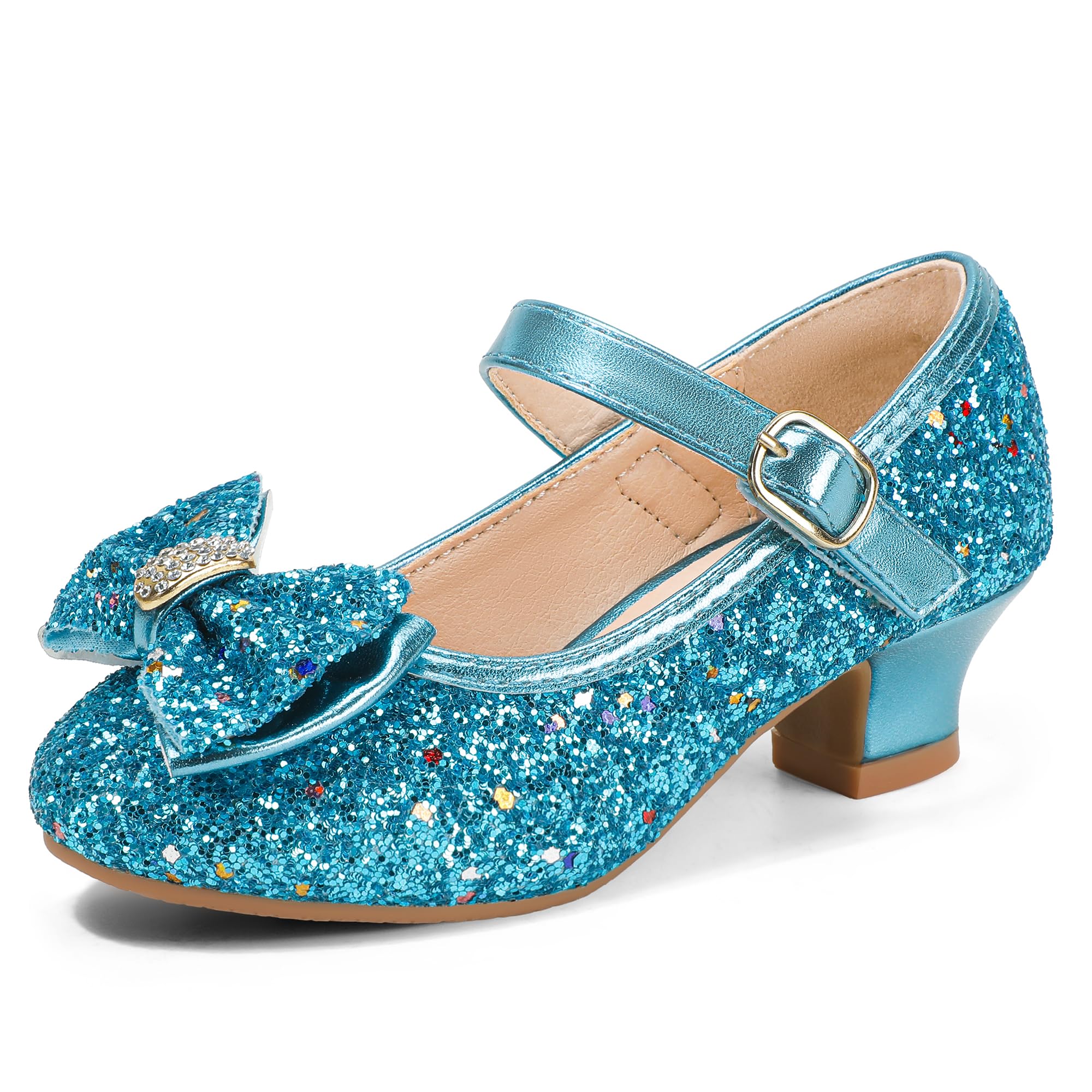 PANDANINJIA Girls Toddler/Little Kid Jada Dress Mary Jane Pumps Bow Low Heels Party Wedding Princess Shoes