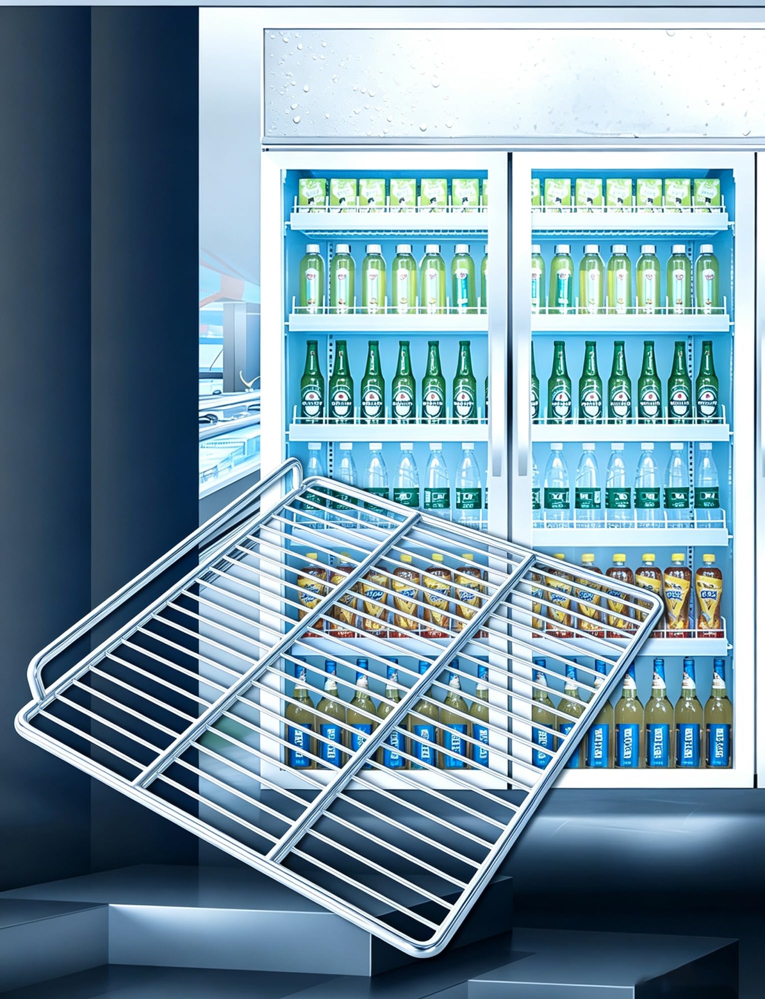 Griglia Frigorifero di Ricambio, Ripiano Acciaio Congelatore | Compatibile con frigoriferi, congelatori e vetrine refrigerate. Facile da pulire(22.8x21.3in/58x54cm)
