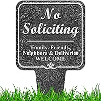 Vista 15 de Señal de No Solicitar para Casa, Señal de No Solicitar para Patio, 13"x13", Estacas Integradas Super Resistentes, Compuesto de Aluminio Libre