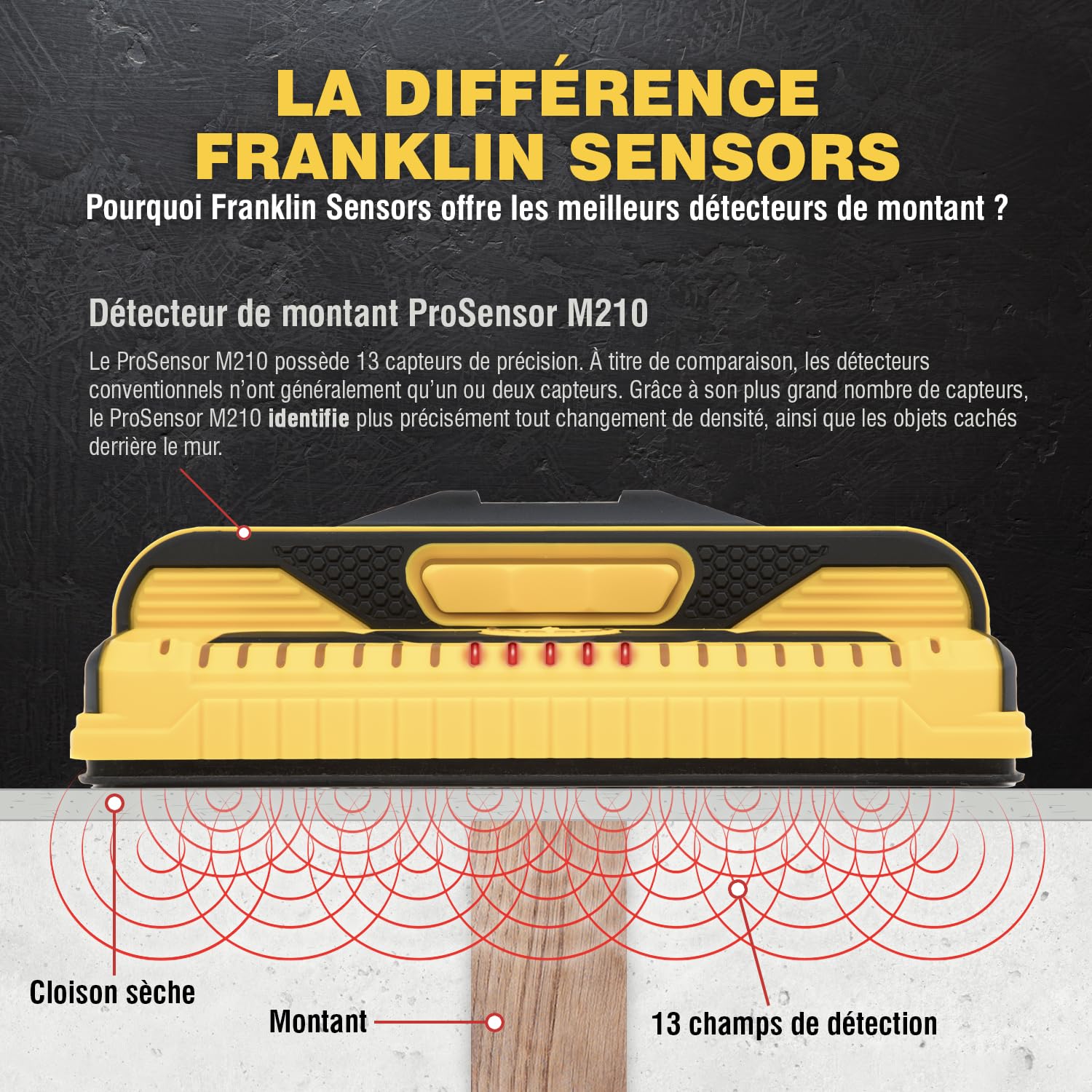 Franklin Sensors ProSensor M210 Détecteur de montants professionnel 13 capteurs